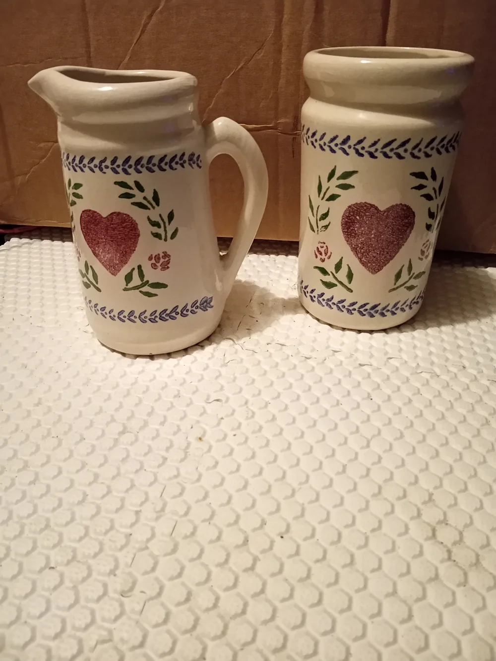 Ceramic Heart Accent Creamer and Canister Set - White with Red Heart